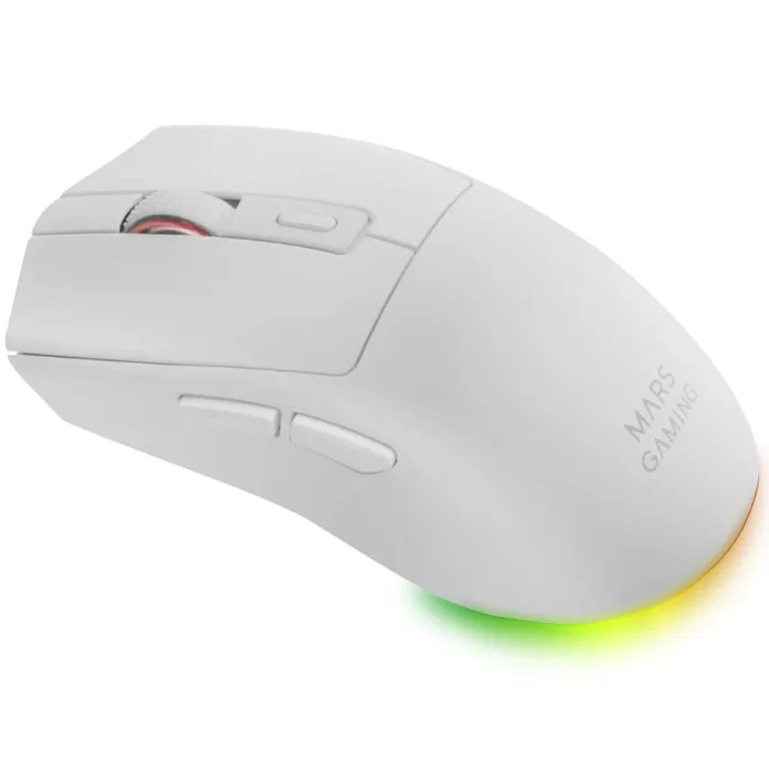 Mars Gaming Ratón Óptico MMT3 RGB Blanco, 14400 DPI, Base de Carga Recargable, Hasta 100h de Uso